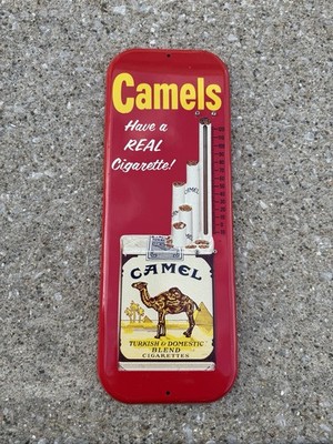 Vintage Camels Have A Real Cigarette Advertising Thermometer Red Yellow, Clean!