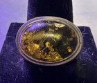 Vintage 925 Sterling Silver Oval Green Amber Ring Sz 9.5/7.59 Grams Signed MW
