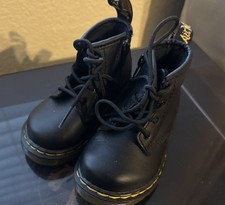 Dr Martens Toddler Kids Size 5 US Black Leather Boots Zip Side