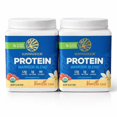 2X Sunwarrior Warrior Blend Plant-Based Organic Protein Vanilla  13.2 oz BB07/26