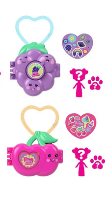 2 Polly Pocket  Fruit Friends Compact Keychain  Micro Polly Doll New