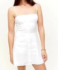 Reformation White Huckleberry Linen Mini Dress  In White Size 10 Bridal Y2K Slip
