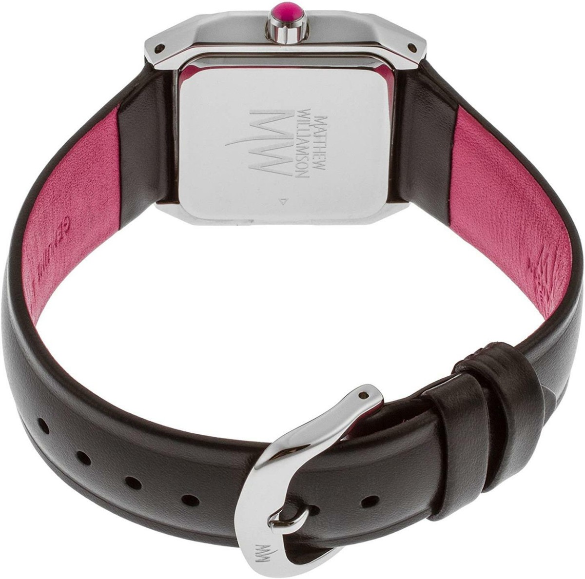 Matthew Williamson Ladies Crystal Set Black Leather Strap 