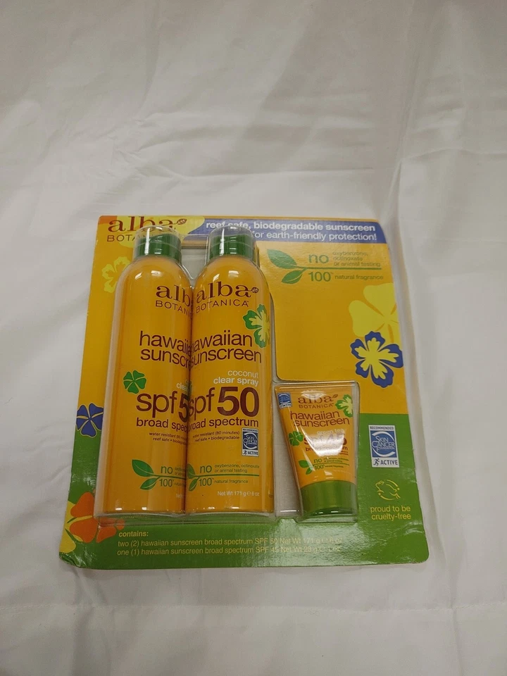 Protector solar hawaiano Alba Botanica FPS 50, paquete de 2 y 1 protector solar FPS 45. Foto 2 de 4