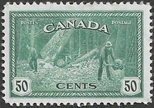 🍁Canada   #272    LOGGING B.C.    Nice Mint 1946 Peace Issue