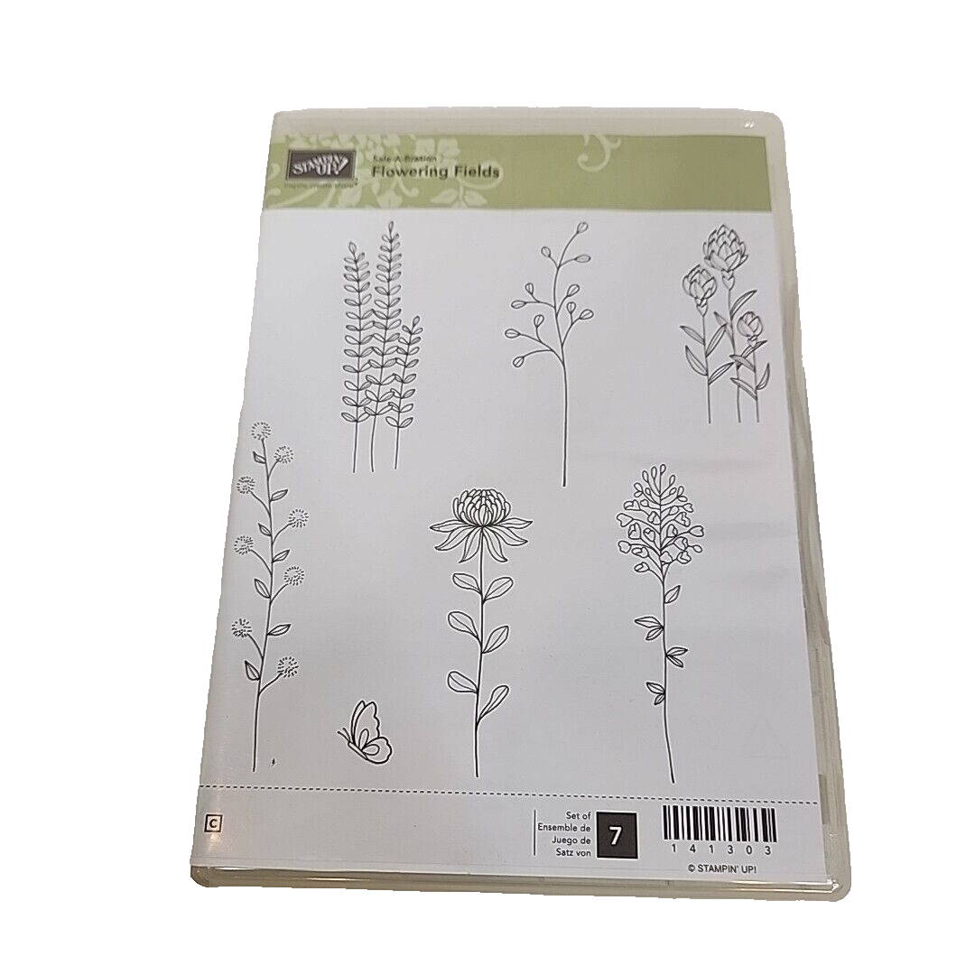 Stampin up Flowering Fields 7 PC Clear Mount Rubber Stamp Set Flowers ...