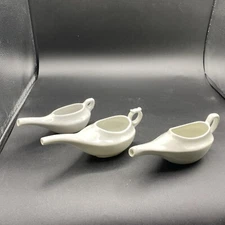 3 Antique Porcelain Invalid Feeders White Boat Feeder