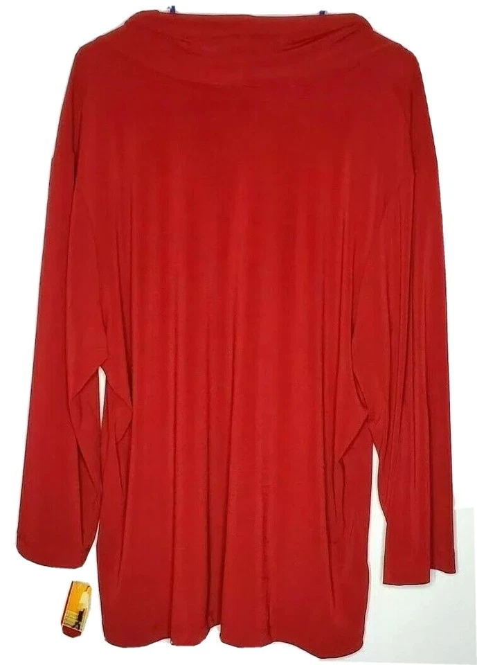 Merona Top NWT Red Pullover Cowl Stretch Plus Sz 2X Peblum Career Casual Dress - Image 4 of 4