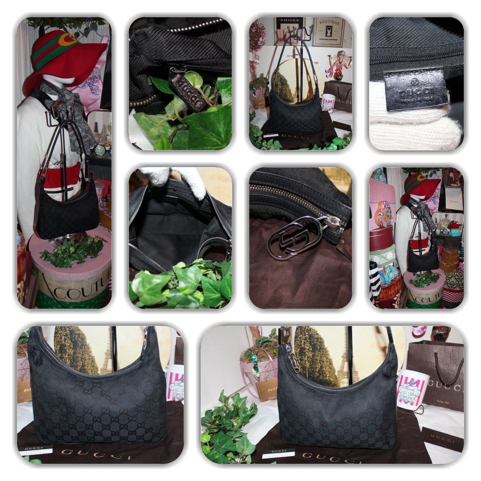 ALLURING GUCCI BLACK GG MONOGRAM SMALL HANDBAG! - image 10