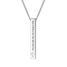 Rnivida Christian Bible Verse Bar Necklaces for Women, Religious Faith Inspir...