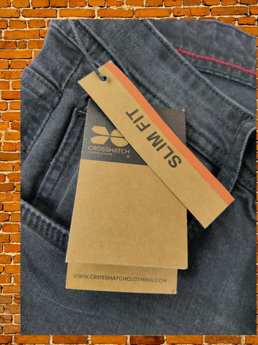 BNWT CROSSHATCH SIZE W34L BLACK JEANS DENIM SLIM FIT BARBECK MENS 34X33 LONG - Picture 6 of 7
