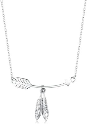 NEU 925 Sterling Silber Pfeil Federn Anhänger Kette Halskette verstellbar Schmuck