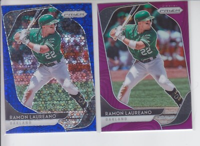 2 - 2020 Prizm RAMON LAUREANO Blue Donut Circles /199 + Purple A's #15