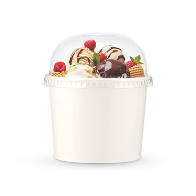 Einfache weiße Eisportionierer Pappbecher 4oz/8oz/12oz/16oz Auslaufsicher Dessertbecher