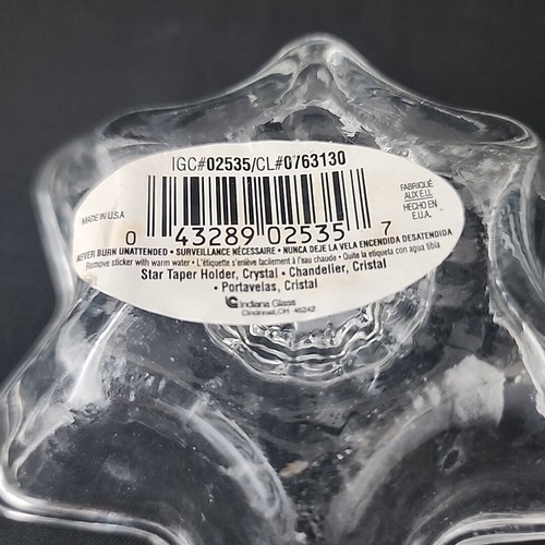 Indiana Clear Crystal Tapered Candle Holders, Star Shaped 4.5" Across Set of 4 - Picture 9 of 9