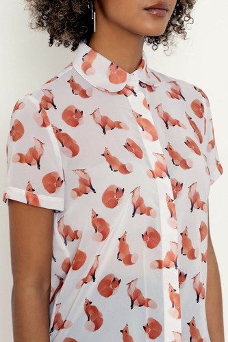 Camisa Top Black Milk Ghost Foxes Linda con Botones Talla 16 NUEVA CON ETIQUETAS - Imagen 5 de 9