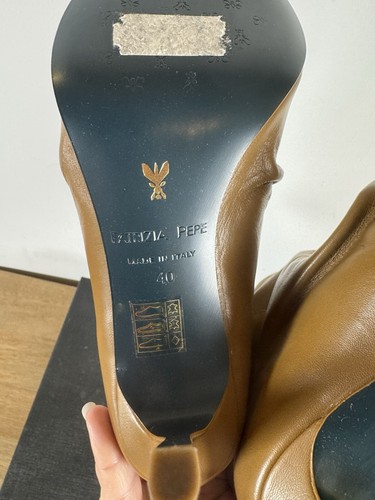 Patrizia Pepe Botas Tacones 2V8651/A3RL-B667 Beige Cuero Adornado - Imagen 6 de 19
