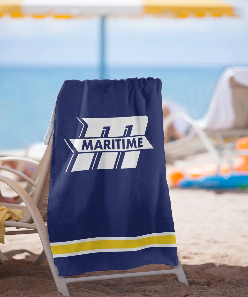 Massachusetts Maritime Academy Beach Towel/Bath Towel, 30"x60" Stripes
