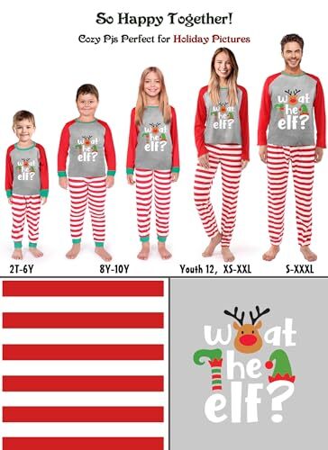Family Christmas Pjs Matching Sets,Holiday Pajamas Xmas Jammies 4T Younger Elf - Picture 5 of 7