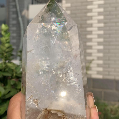 1150 g Gifs de cuarzo natural dorado e fuego torre obelisco punto curación decoración de decoración - Imagen 10 de 17