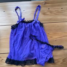 Vintage Y2K Victoria's Secret Purple and Black Babydoll Set