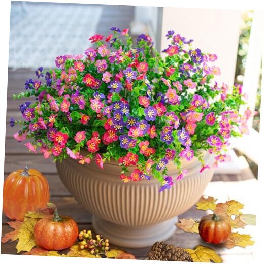 Ivydale 12 Bundles Artificial Faux Flowers Outdoor Plants for 4 Colors Mixed