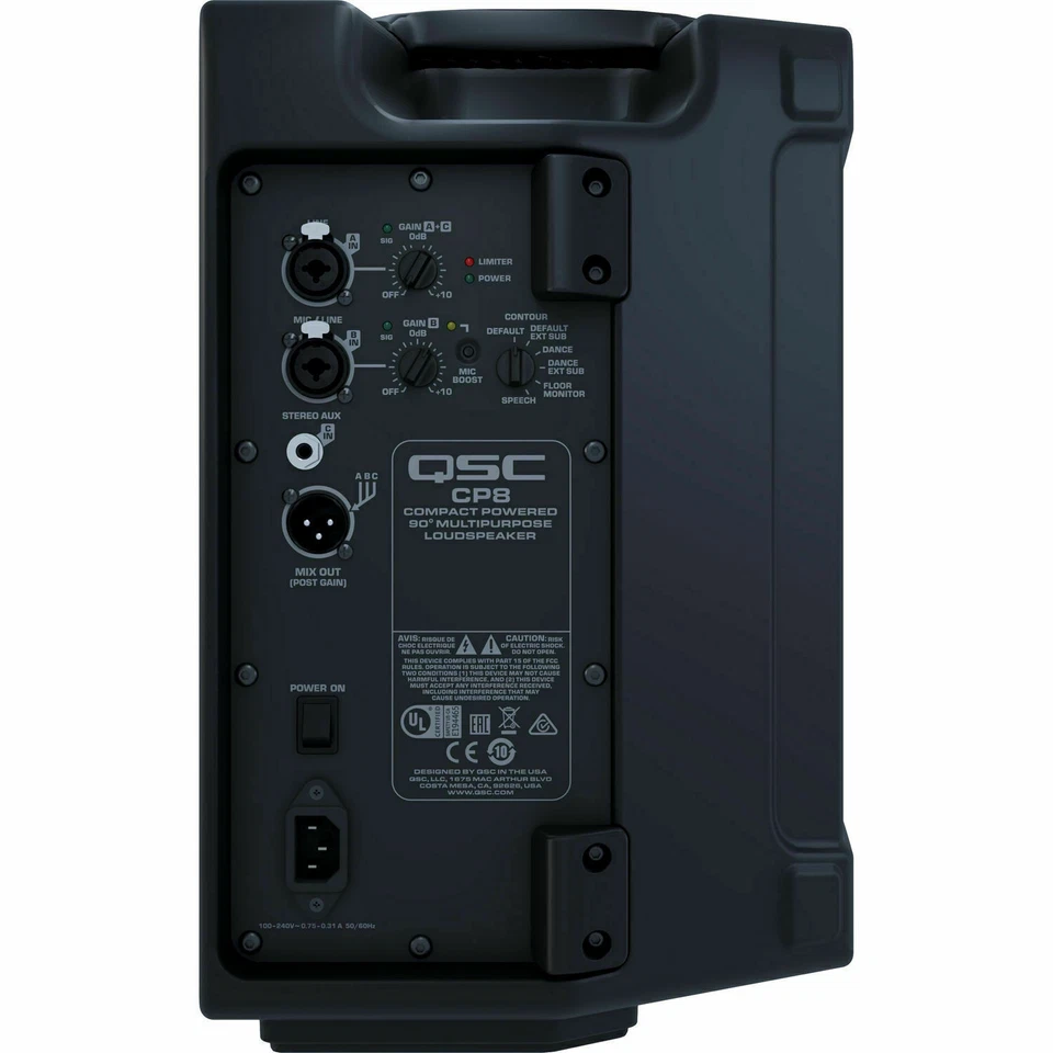 QSC CP8 Active 8" 1000 Watts Amplified 2-Way Powered Loud Speaker + Carrying Bag - Image 4 of 4