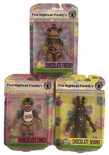 3 FIVE NIGHTS AT FREDDYS CHOCOLATE ACTION FIGS FREDDY, BONNIE & CHICA - IN HAND - Picture 5 of 8