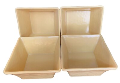 Tommy Bahama Canary Yellow 6'' x 6'' x 3  Square Melamine Cereal Bowls Lot of 4