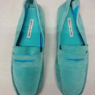 Manolo Blahnik Teal Suede Penny Loafers for Men ELLIS | Men main image 4