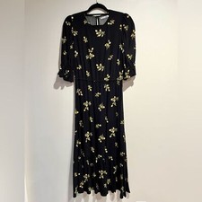 Reformation Jeans Black Floral Dress M