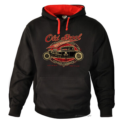 Hoodie Old School Hot Rod Sweatshirt Automotiv Oldtimer Vintage Kontrast *1277
