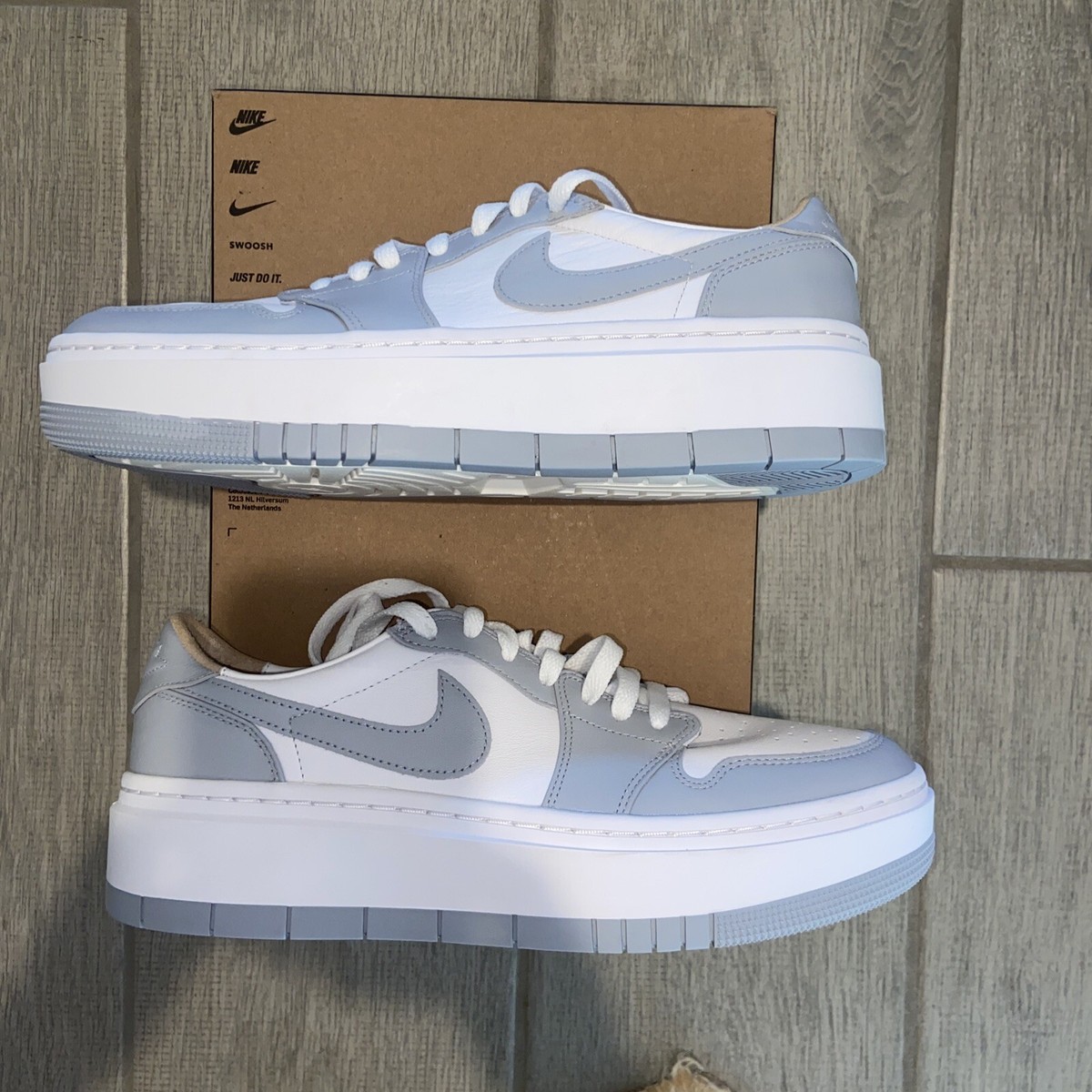 靴 NIKE WMNS AIR JORDAN 1 ELEVAT DH7004-100 Nike Air Jordan 1 Elevate Low Wolf Grey White Sneakers