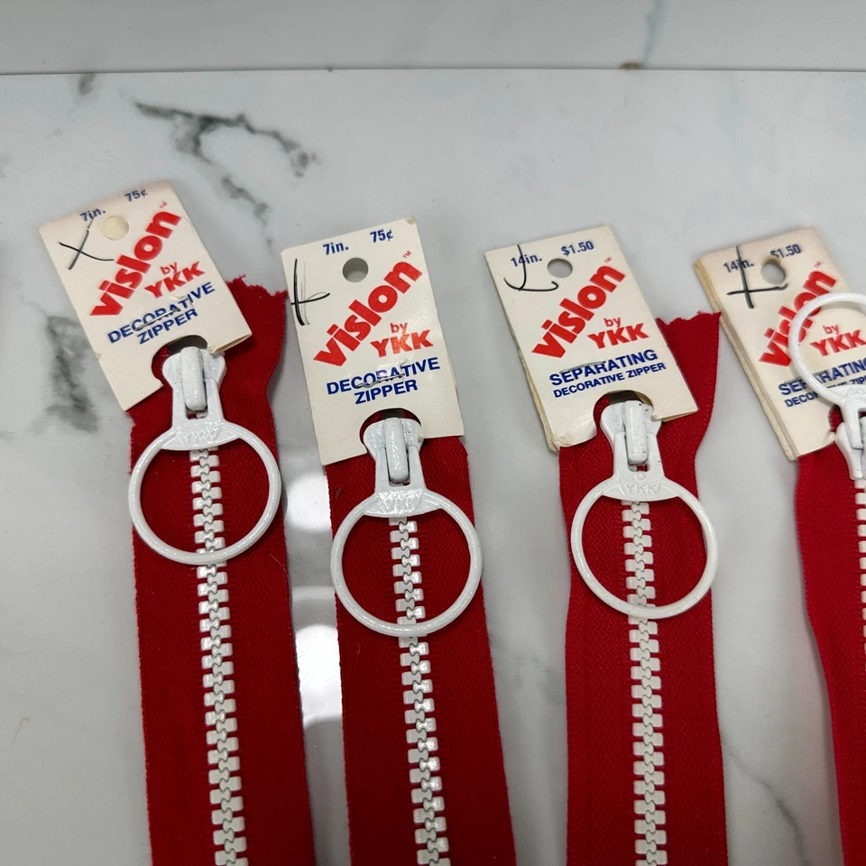 1979 Vintage YKK Lot Circle Pull Zippers Retro Colors Vislon JAPAN Orig. Receipt - Image 4 of 4