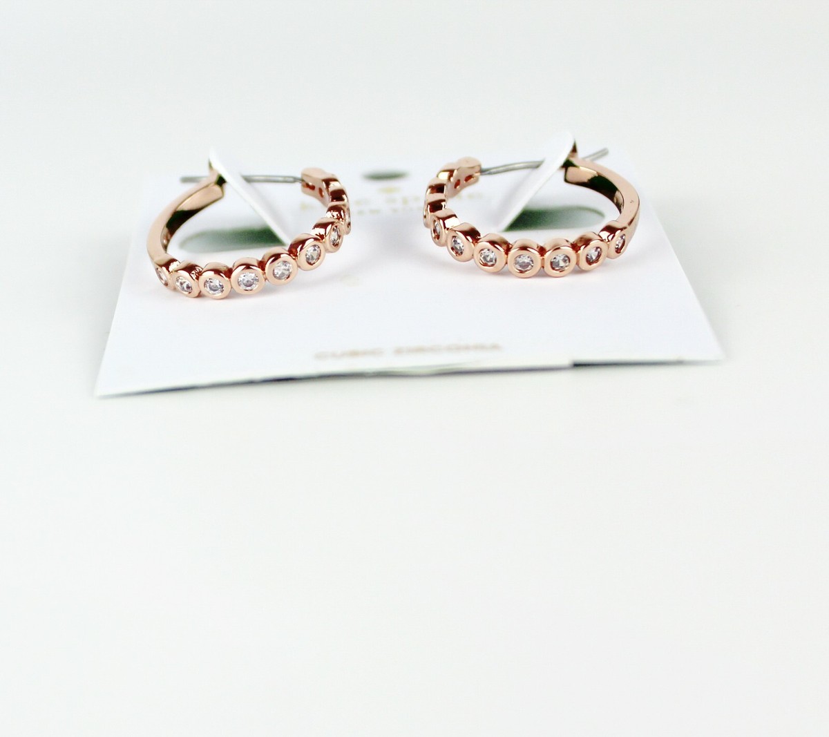 NWT Kate Spade bezel cz full circle hoop earrings, Color: Rose Gold