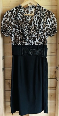 NEW Alyx Secretary Dress Cheetah Leopard Print Career Geek 4 Black Pencil Skirt