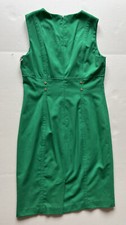 Calvin Klein Sleeveless Green Bodycon Dress Size 10 Buttons Detail Lined