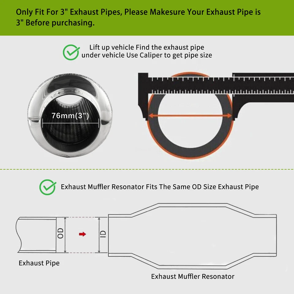 For Suzuki Swift GT GTI 3" Inlet/Outlet 12" Exhaust Muffler Resonator Deep Tone - Image 4 of 4