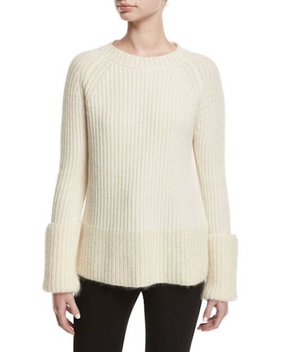 NWT Moncler Women Wide Gauge Crew-Neck 