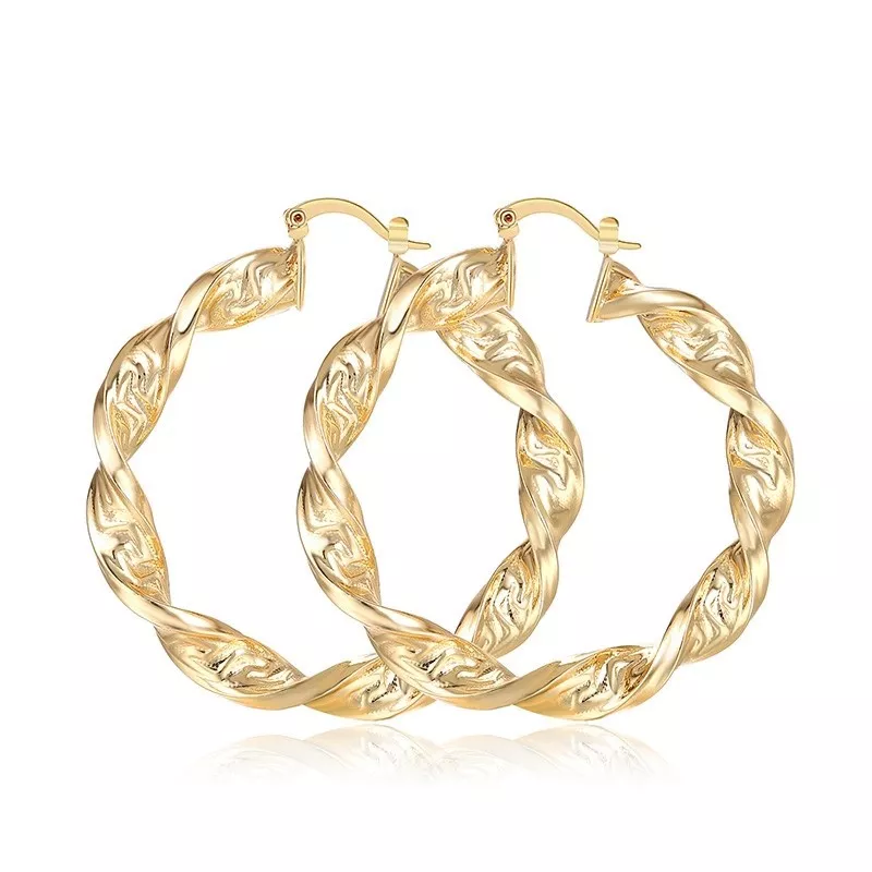 Big gold twist hoop cheap earrings