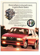 1987 Alfa Romeo Milano It Gets There Faster Red Car Vintage Print Advertisement