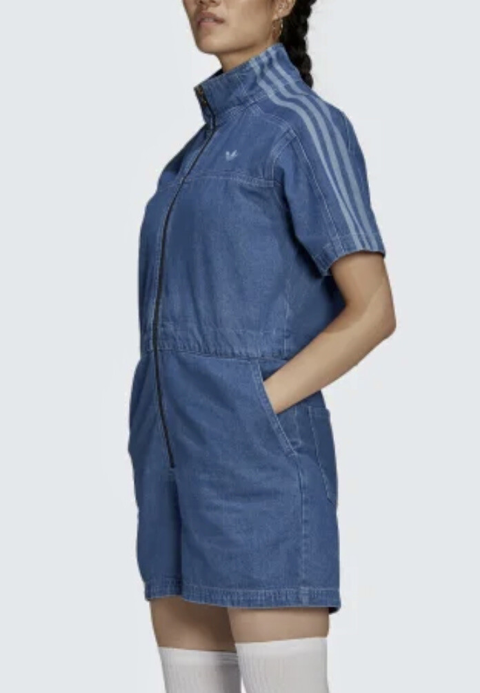 adidas アディダス　Adicolor Denim Jumpsuit Adidas Adicolor Denim Jumpsuit In Blue - 23% Off | Editorialist