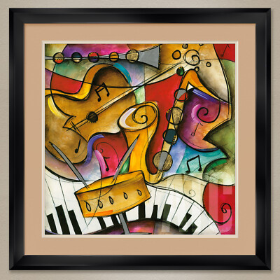 32W''x32H'' JAZZ IT UP II by ERIC WAUGH -INTERNATIONAL DOUBLE MATTE, GLASS & FRAME