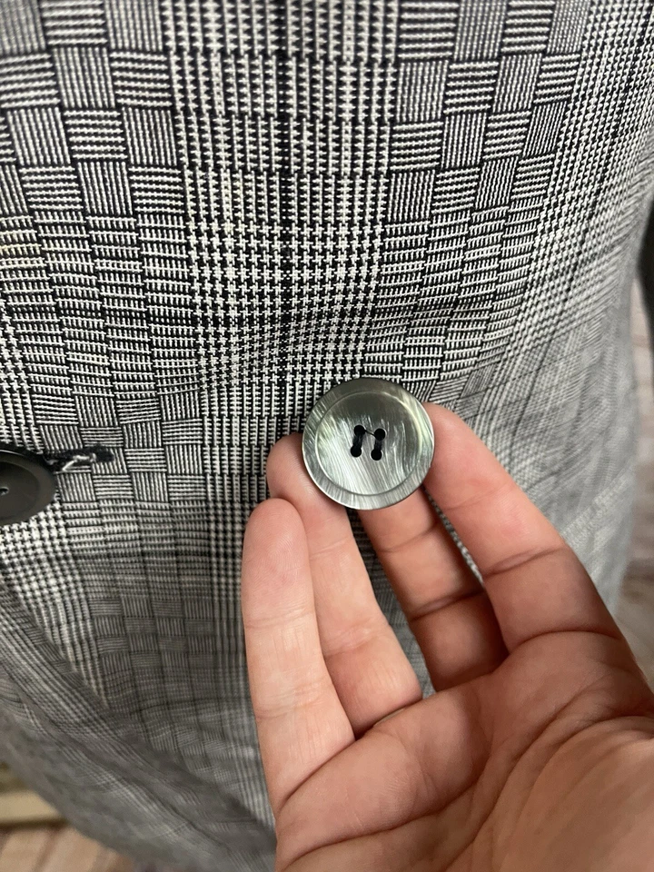 Vintage Christian Dior Black White Houndstooth Glen Plaid Jacket Skirt Set Sz 10 - Image 4 of 4