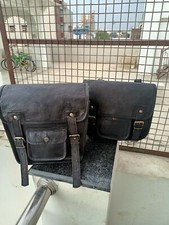 Motorcycle Dual Sport 3 Saddle Bag Balck Leather Panniers Left Right Tool Pouch