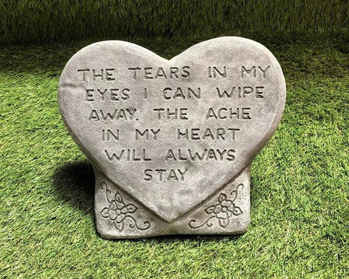 Large Concrete Memorial Heart Garden Ornament In Loving Memory Grave Marker - Picture 3 of 4