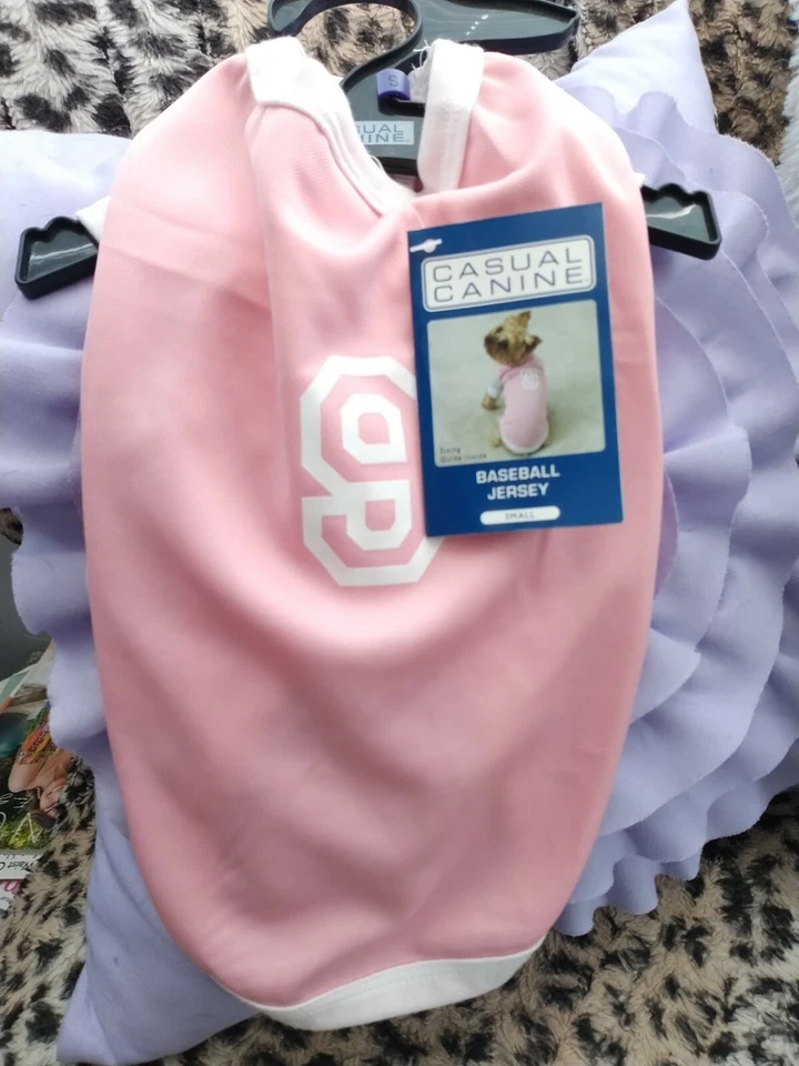 Camiseta deportiva de béisbol informal canina pequeña rosa para perro Foto 2 de 4