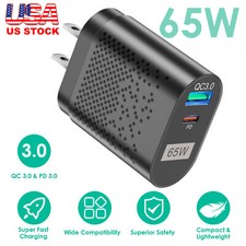 Type C USB C Fast Wall Charger 65W QC3.0 Adapter PD 33W Fit for IOS Phone iPad