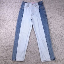 Revice Jeans Womens 25 27x25 Two Tone Straight Leg Crop Button Fly Made In USA