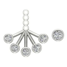 Removable Jacket Stud Earrings SI1 G 0.95 Ct Round Diamond White Gold 0.60 Inch